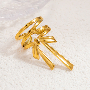 Ballet Style Bow <b>Ring</b> 18k Gold Plated Adjustable Women's Fashion Jewelry Gift - Product Image 4