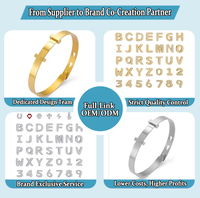 Bracelet Coulissant à Breloque Lettre Personnalisée Nom DIY, Bijou de Mode Initiale en Or 14K/18K, Jonc en Acier Inoxydable Zircon Personnalisé pour Femme