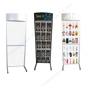 Retail Floor Metal Hanging Hooks Display Stand Accessories Mesh Grid Panel Wire Display Rack Unit