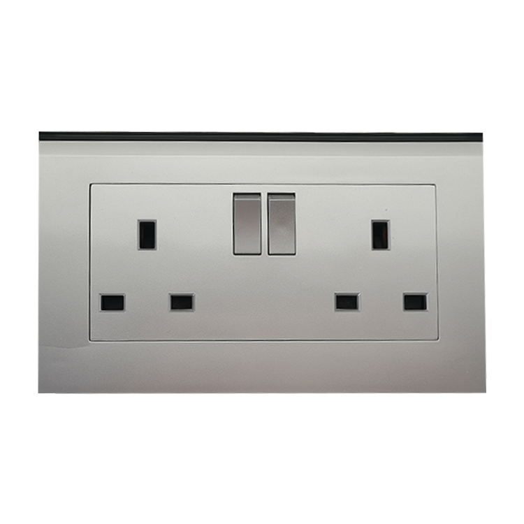 VNX Luxury Uk Electrical Wall Socket Double 13a Multi Switched Socket Silver Brush Meteor Rain Series Wall Switch Socket