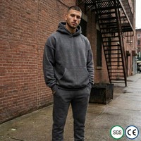 Ensemble sweat à capuche et jogging en molleton épais 400 GSM en polyester et coton tricoté pour homme, personnalisable avec logo OEM, col arrière oversize, style streetwear