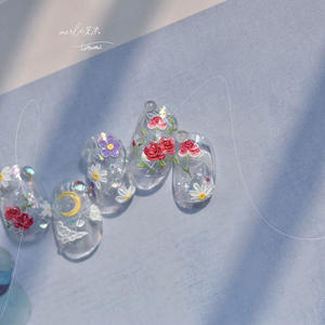 TSZS Summer Nail Art Stickers Red Rose 5D Relieves Deslizadores autoadhesivos Tulip Daisy Rose Stars Clouds Moon para proveedor de <span class=keywords><strong>uñas</strong></span> - Product Image 5