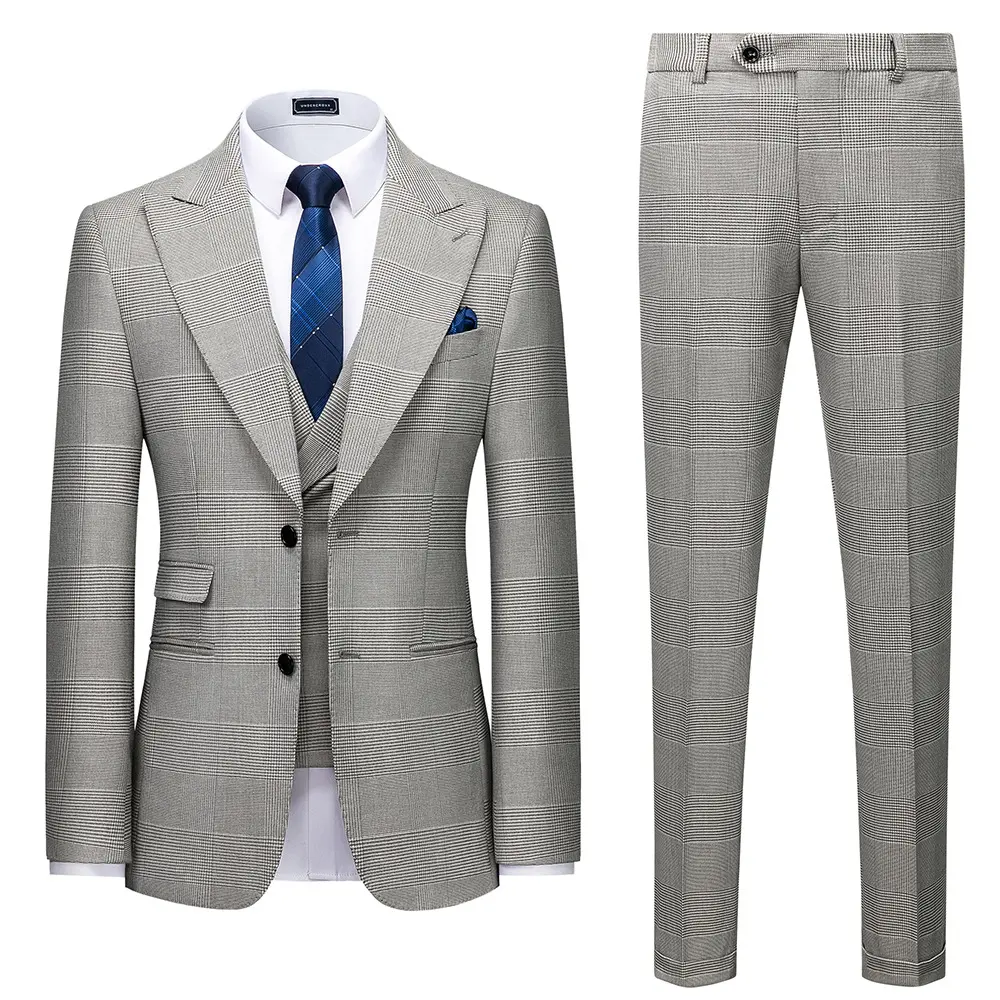 Blazer Trouser Vest Suit 3 Piece / 2022 Men Business Casual 3 Piece Suit Plaid Stripe Suit Trouser Vest/ men suits for wedding