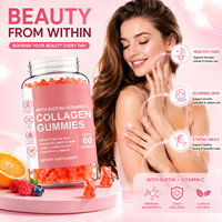 Complément alimentaire pour la beauté des cheveux, de la peau et des ongles, 60 gommes végétaliennes au collagène, biotine et vitamine C, marque privée, OEM ODM