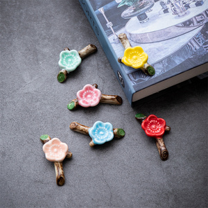 Customized Glazed Ceramic Enamel Japandi Plum Blossom Handmade Chopstick Holder Custom Packaging Custom Logo Shape-Business Gift