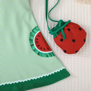 ชุดเดรสลำลองคอปกตุ๊กตาน่ารักสำหรับเด็กผู้หญิงพร้อมลายแตงโม ชุดเดรสแฟชั่นสำหรับเด็กพร้อมกระเป๋าสำหรับเด็กทารก - Product Image 6