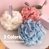 Éponge de bain en loofah et filet de dentelle, ensemble 2-en-1, grand bouquet de douche 60g (lot de 4 couleurs spa) – Accessoires de bain exfoliants pour le corps