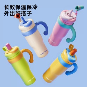 กระติกน้ำเก็บความร้อนสีสันสดใสพร้อมหูจับและฝาปิดแบบหลอดดูด ลายการ์ตูนชิคูทอม สำหรับเด็ก ไปโรงเรียน และเดินทาง - Product Image 2