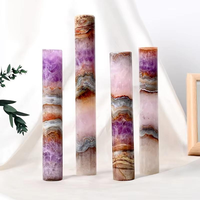 Bâtonnet Cylindrique Poli en Améthyste Naturelle et Agate Dentelle, Cristal de Guérison, Pierre Chakra, Décoration de Bureau et d'Intérieur, Objet de Collection