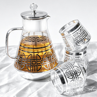 Théière moderne en verre borosilicate résistant à la chaleur, grande capacité, avec un ensemble de 6 tasses