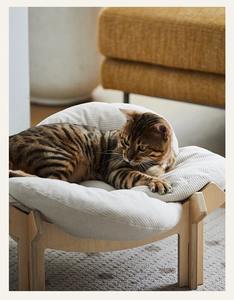 Pétalos suave y cómoda versión oceánica de madera abedul cama para mascotas cama de gato para uso en la sala de estar - Product Image 5