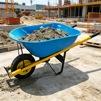 Brouette de chantier professionnelle 400 lbs (180 kg) – Chariot à béton robuste pour la construction avec plateau en acier 100 L – OEM