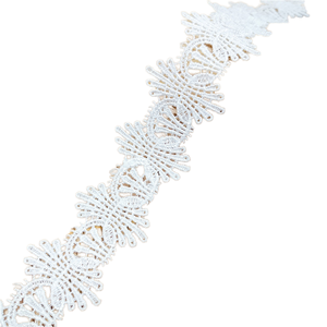 ผ้าลูกไม้คุณภาพสูง 100% โพลีเอสเตอร์ ปักลายบาร์โค้ด ละลายน้ำได้ ความกว้าง 3.2 ซม. สำหรับเสื้อผ้า สายรัด รองเท้า กระเป๋า และของตกแต่งบ้าน - Product Image 2