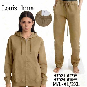 Tuta da donna HDJ con cappuccio e cerniera, felpa e pantaloni a vestibilità ampia, 100% cotone, casual, per il tempo libero, autunno M/L-XL/2XL - Product Image 3