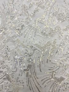 ผ้าลูกไม้ปัก<span class=keywords><strong>ลาย</strong></span>มุกสไตล์ยุโรป ประดับด้วยลูกปัดขนาด 3/4 มม. ปักเลื่อม สำหรับชุดแต่งงานระดับพรีเมียม - Product Image 6