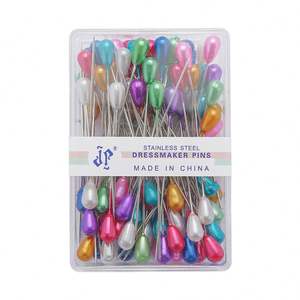 Aiguille à point droit à tête ronde auxiliaire de couture, aiguille à perle en forme de poire de couleur arc-en-ciel - Product Image 5