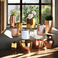 Pot en céramique électroplaqué moderne Kit de jardinière de fleurs Design de salon Fonction pratique Décor de bureau à domicile Boîtes d'emballage à usage hôtelier