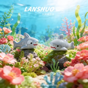 Ornement de requin mignon Lanshuo en résine plastique, mini décoration d'aquarium, thème océan, décoration de bureau - Product Image 3