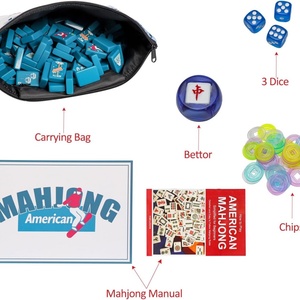 Premium Custom Logo Clear Engraved 160-Piece Blue Acrylic American <b>Mahjong</b> Tile <b>Set</b> Carrying Bag Accessories for Casino Gambling - Product Image 2