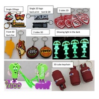 Porte-clés personnalisé en caoutchouc PVC souple, figurine de dessin animé, porte-clés en silicone, imprimé en relief, lumineux dans le noir, porte-clés 3D en PVC