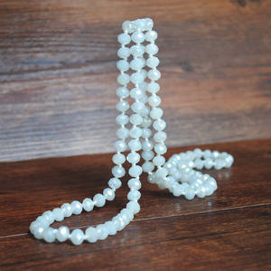 Bestone Kalung Panjang untuk Wanita, Kalung Panjang Batu Permata Kristal Akik Banyak Untai Manik-manik Kristal Batu Asli - Product Image 2