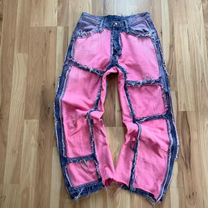 Haute Qualité Designer Violet Jeans Vintage Personnalisé Effet Guidon Denim Pantalon Baggy Bords Bruts Distressed Hommes Jeans Plus La Taille - Product Image 2