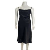 Robe de soirée décontractée noire à bretelles réglables en tissu polyester Style doux décontracté pour robe de vacances à la plage à la maison