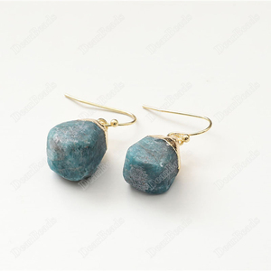 Pendentifs en alliage d'or pour boucles d'oreilles, Tube de pierres précieuses rugueuses, plaqué or, 20mm, 20 pièces - Product Image 3