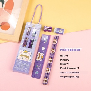 Ensemble de papeterie scolaire 5 pièces très populaire pour l'école primaire, cadeau de Noël pour enfants avec crayons, gomme et taille-crayon pour fournitures - Product Image 3