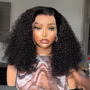 วิกผม X-TRESS แบบไม่ต้องใช้กาว 13*4  วิกผมลูกไม้แบบธรรมชาติ ผมหยิกแบบพม่า วิกผมบ๊อบสั้นสำหรับผู้หญิงผิวดำ ผมธรรมชาติ วิกผมเวียดนามจากผมมนุษย์ - Product Image 1