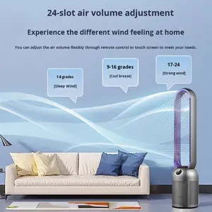 블레이드리스 플로어 스탠딩 타워 팬 원격 제어 공기 냉각 8 + 시간 타이머 2024 새로운 모델 가정용 선풍기 - Product Image 5