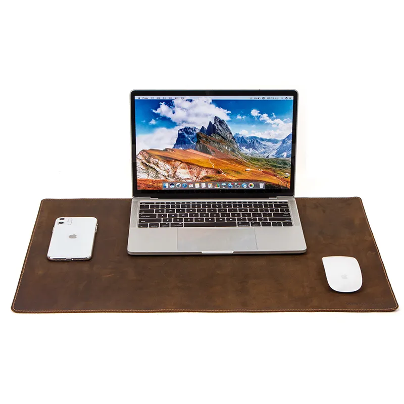 Custom Crazy Horse Leather Laptop Mouse Mat Oversize Anti slip Office Desktop Computer Protector Genuine Leather Desk Mat Pad