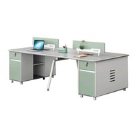 Bureau double modulaire moderne, table de direction, chaise, groupe de panneaux, design, poste de travail informatique pour quatre employés, cadre en fer, SHUNYING