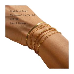 Pulseras de Cadena Minimalistas de Acero Inoxidable con Baño de Oro PVD de 18K, Resistentes al Agua, para Mujer, Venta al Por Mayor, Diseño Personalizado - Product Image 2