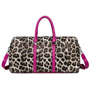 Спортивная сумка с леопардовым принтом и логотипом на заказ, оптовая продажа, водонепроницаемая сумка для багажа из искусственной кожи, Мужская и Женская дорожная сумка на выходные