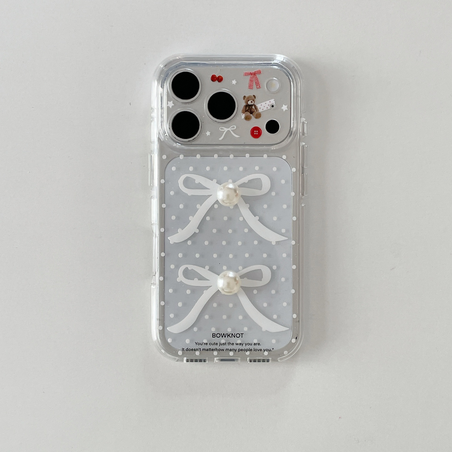 White dot bow stereo pearl