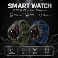 Montre connectée pour homme GPS, altimètre, baromètre, écran AMOLED 1,43 pouces, Bluetooth 5.3, appels, lampe torche, oxymètre de sang, étanche IP68, randonnée