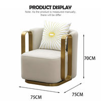 Fauteuil pivotant moderne en tissu, structure en métal doré de luxe, chaise simple en velours pour salon