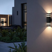 Applique murale LED extérieure étanche à double tête 12W, support carré E27, base en acier inoxydable, pour cour, couloir, porte d'entrée