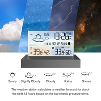 Station météo sans fil avec écran transparent, capteur extérieur, température, humidité, baromètre et prévisions