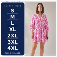 Robe Courte Florale Écologique Personnalisée pour Femme, Taille Naturelle, Col en V, Boutons sur le Devant, Cordon de Serrage, Style Bohème, Vente en Gros, OEM, ODM, Marque Privée