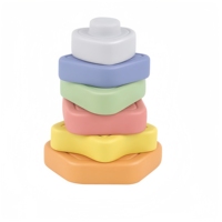 6 pièces jouets pour enfants coloré bébé apprentissage éducatif doux géométrique blocs de construction jouets empilables avec couineur