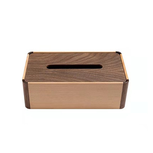 Caja de pañuelos de madera rectangular, caja de almacenamiento de madera de nogal para el hogar, sala de estar, comedor, decoración de mesa de centro - Product Image 3