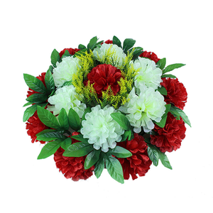 Corona <span class=keywords><strong>de</strong></span> <span class=keywords><strong>Flores</strong></span> <span class=keywords><strong>de</strong></span> Crisantemo Artificial <span class=keywords><strong>de</strong></span> 45 cm <span class=keywords><strong>de</strong></span> Diámetro, Blanca, Amarilla y Roja, Ecológica, Marca CAWELL, <span class=keywords><strong>para</strong></span> Decoración <span class=keywords><strong>de</strong></span> Cementerios - Product Image 1