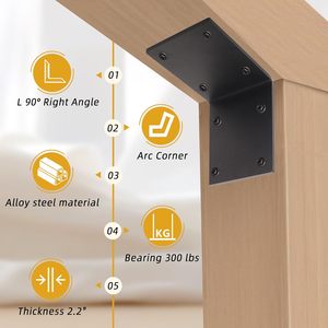 Heavy Duty acciaio L staffa ad angolo retto, rinforzo angolare per legno connettore mensole supporto legno - Product Image 5