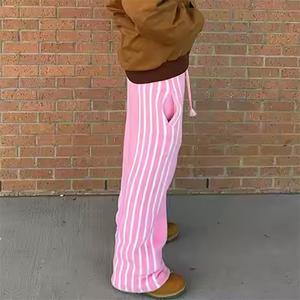 Pantalones acampanados de Mohair personalizados, ropa de calle de alta calidad con cordón Unisex, pantalones de chándal a rayas, pantalones de chándal de Mohair borrosos para hombres - Product Image 2