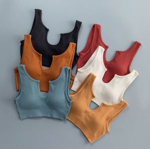 2023 Logo personalizzato Fitness abbigliamento Leggings Ropa Deportiva Gym ActiveWear 4 pezzi allenamento donna costine senza soluzione di continuità Yoga <span class=keywords><strong>Set</strong></span> per Wome - Product Image 5