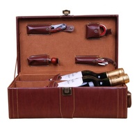 Boîte de luxe étui de transport en cuir boîte-cadeau de vin en cuir PU marron à l'extérieur boîte à vin personnalisée