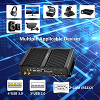 PC Mini tanpa kipas, CPU Core i5-8250U, RAM DDR4/NVMe SSD, Display ganda 4K UHD, 2xRS232 COM, komputer Desktop Mini pribadi