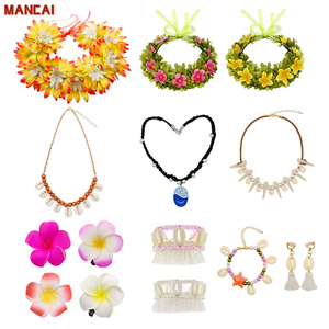 Disfraz de Princesa Moana Maui, <span class=keywords><strong>Peluca</strong></span>, Collar, Pinza para el Cabello <span class=keywords><strong>con</strong></span> Flor, Peluche de Cerdo y Gallo de Moana, Set de Disfraces para Halloween - Product Image 1